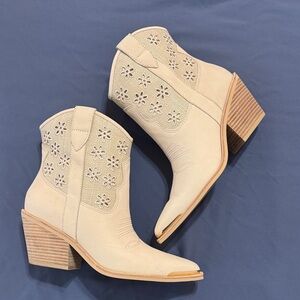Dolce Vita Beige Floral Ankle Booties